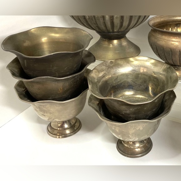 Set of 6 silver vases (goblet style) - Picture 4 of 5